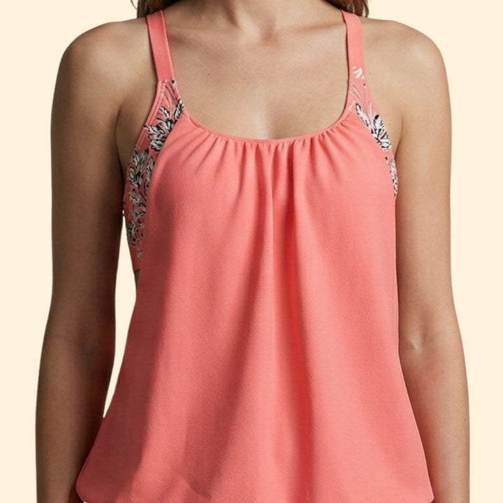 Women’s Two-Piece Tankini with Tropical Print Shorts