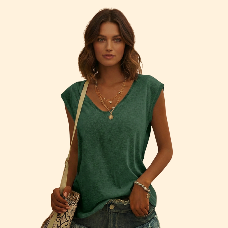 Women’s V-Neck Top with Cap Sleeves