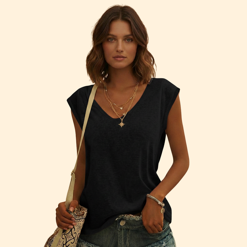 Women’s V-Neck Top with Cap Sleeves