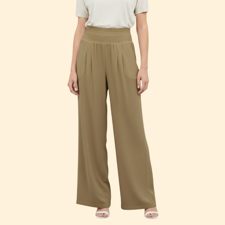 Women's Wide-Leg Trousers with Tying Waist Belt