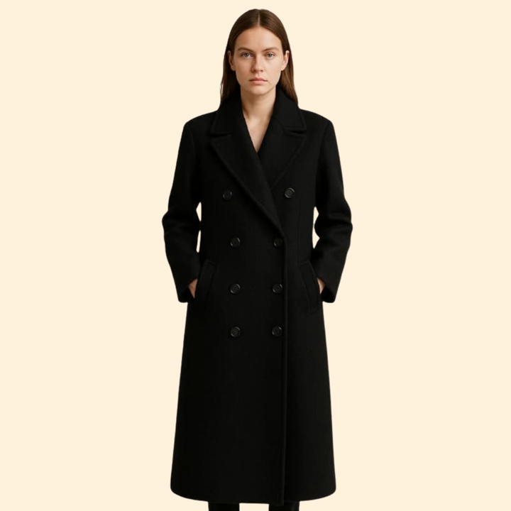 Women’s Long Overcoat with Button Closure