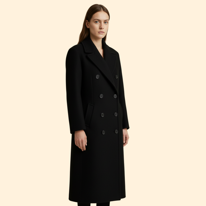 Women’s Long Overcoat with Button Closure