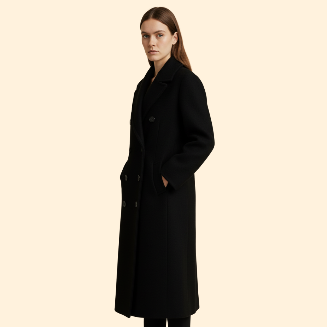 Women’s Long Overcoat with Button Closure