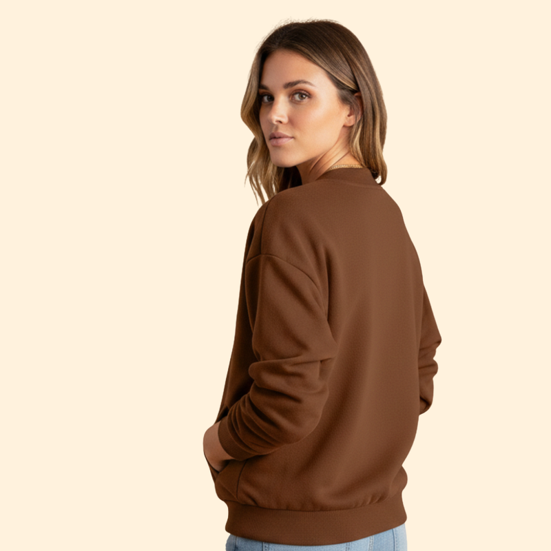 Women’s Zip-Up Bomber Jacket with Long Sleeves