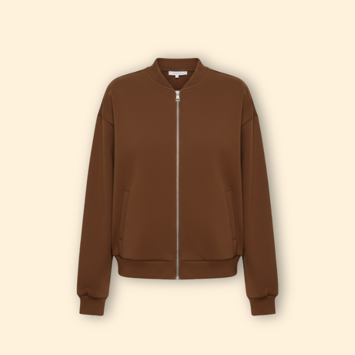 Women’s Zip-Up Bomber Jacket with Long Sleeves