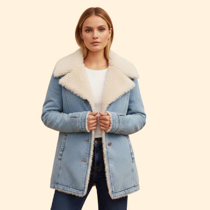Women’s Zip-Up Winter Jacket with High Collar