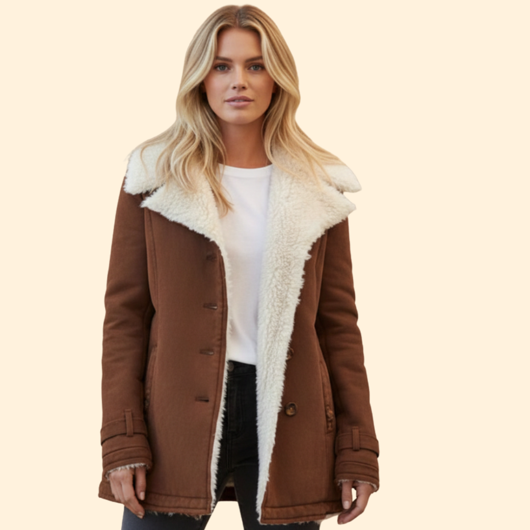 Women’s Zip-Up Winter Jacket with High Collar