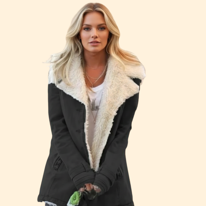 Women’s Zip-Up Winter Jacket with High Collar