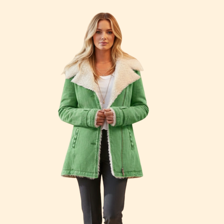 Women’s Zip-Up Winter Jacket with High Collar