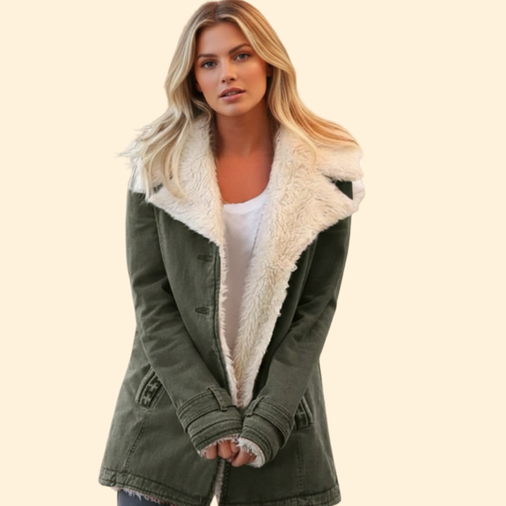 Women’s Zip-Up Winter Jacket with High Collar