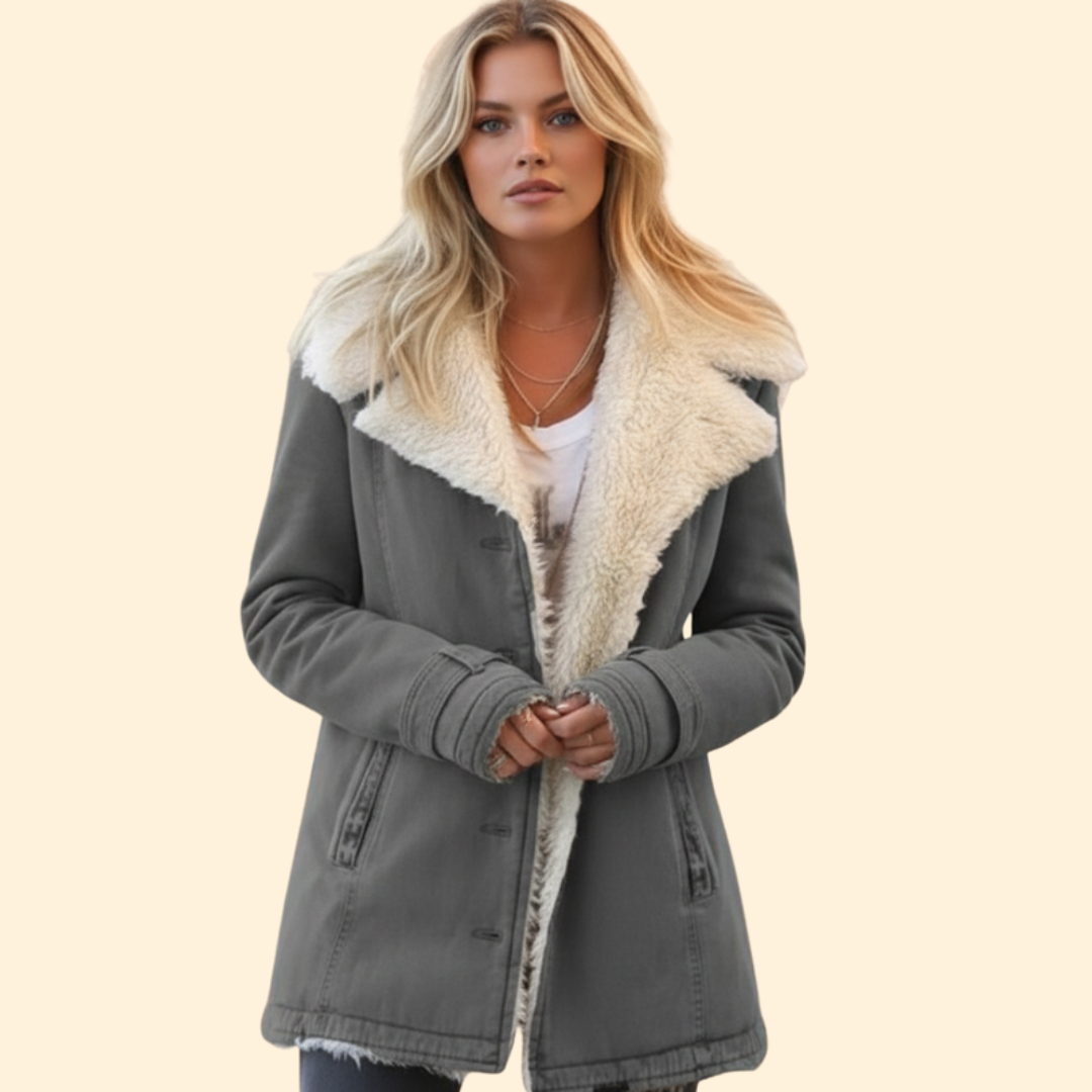 Women’s Zip-Up Winter Jacket with High Collar