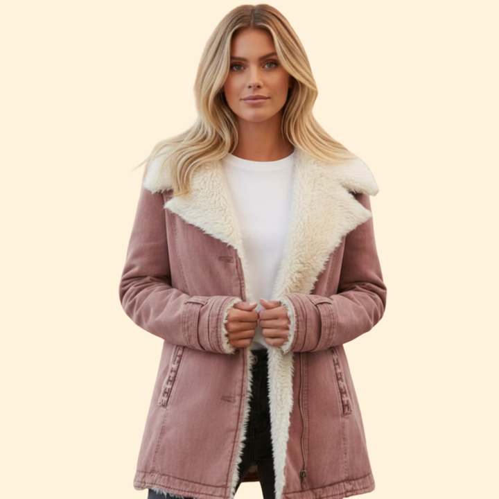 Women’s Zip-Up Winter Jacket with High Collar