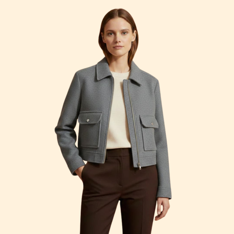 Women's  Bomber Jacket with Patch Pockets
