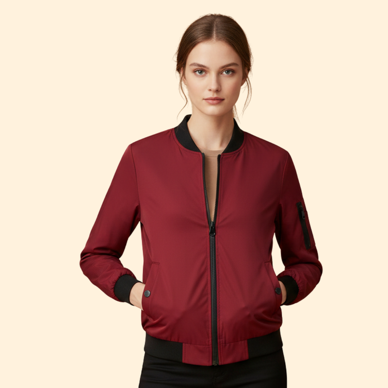 Women's Bomber Jacket with Sporty Collar