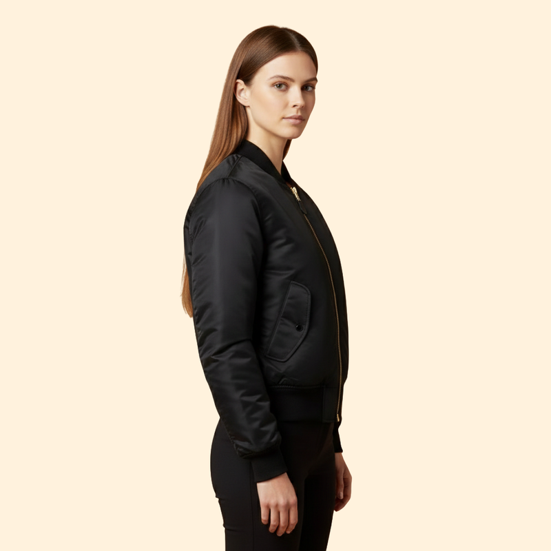 Women’s Classic Bomber Jacket with Zip Closure