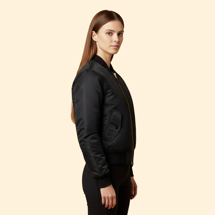Women’s Classic Bomber Jacket with Zip Closure