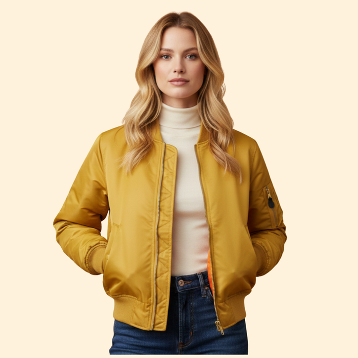 Women’s Classic Bomber Jacket with Zip Closure