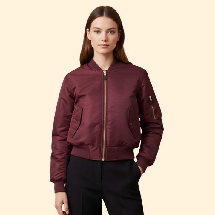 Women’s Classic Bomber Jacket with Zip Closure