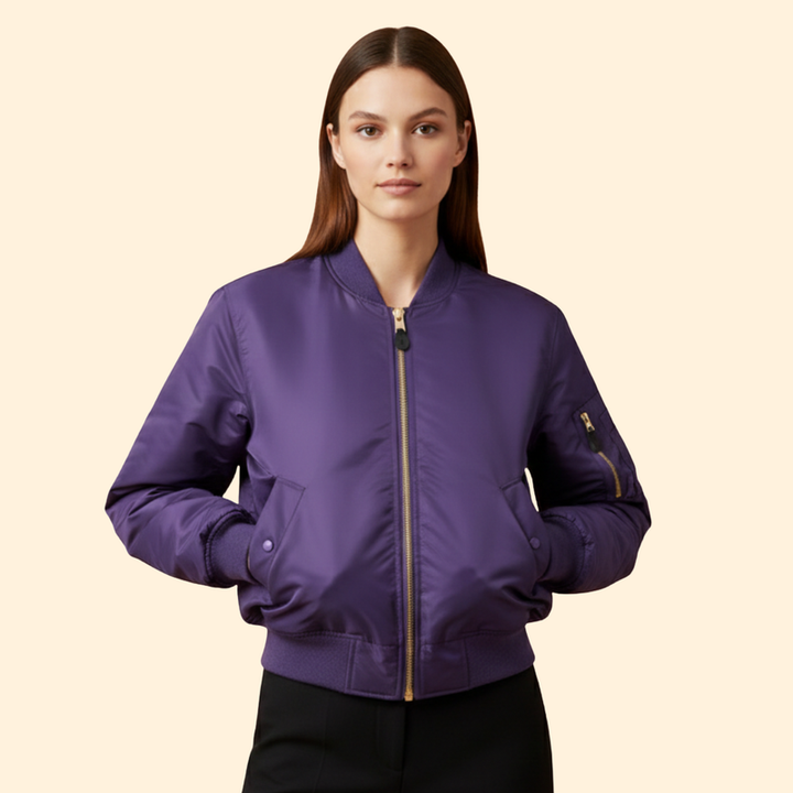 Women’s Classic Bomber Jacket with Zip Closure