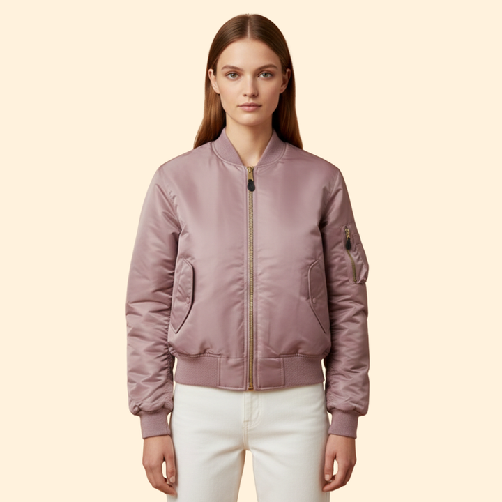 Women’s Classic Bomber Jacket with Zip Closure