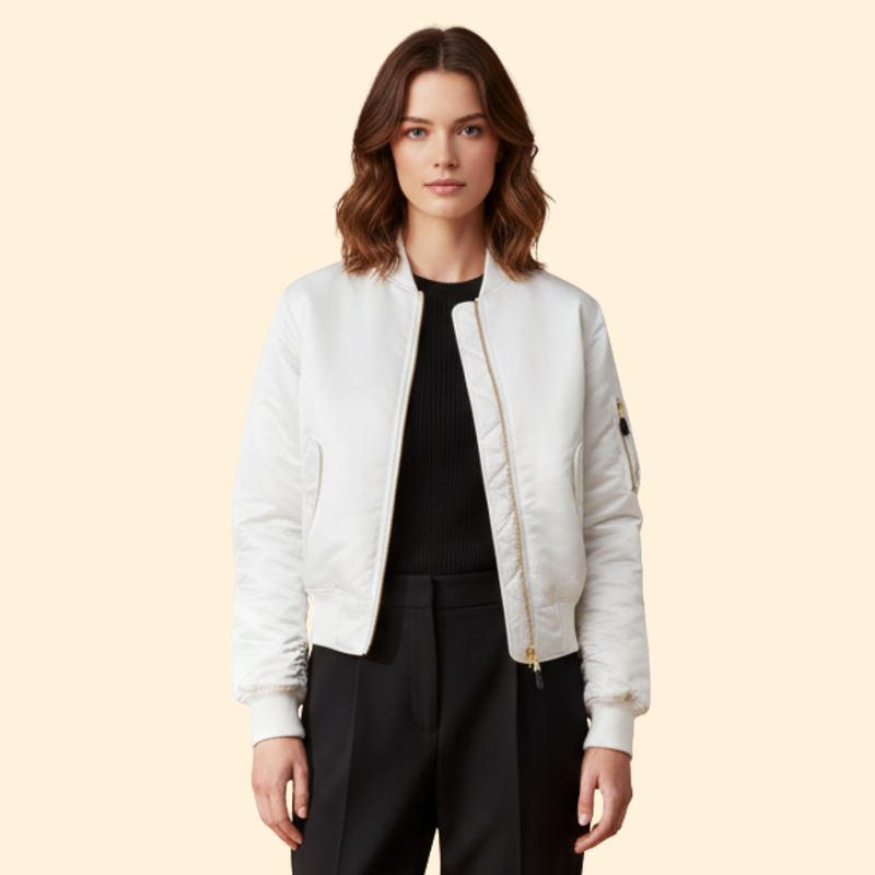Women’s Classic Bomber Jacket with Zip Closure