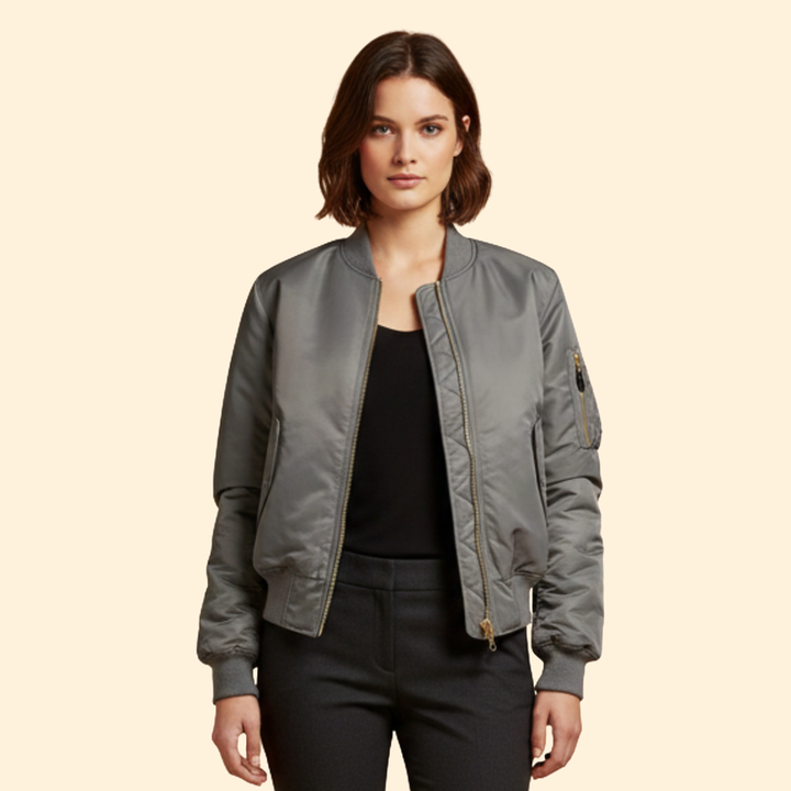 Women’s Classic Bomber Jacket with Zip Closure