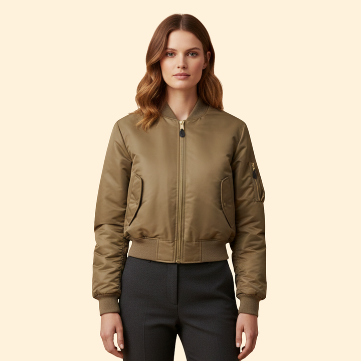 Women’s Classic Bomber Jacket with Zip Closure