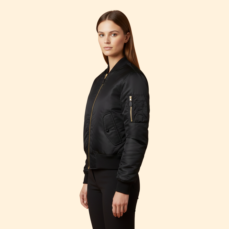 Women’s Classic Bomber Jacket with Zip Closure