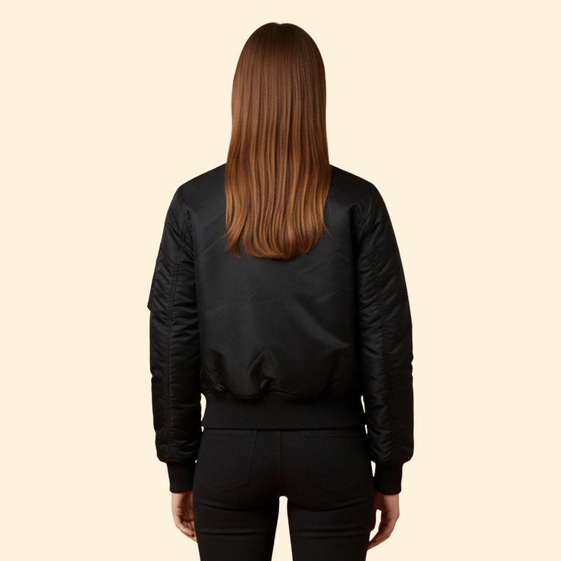 Women’s Classic Bomber Jacket with Zip Closure