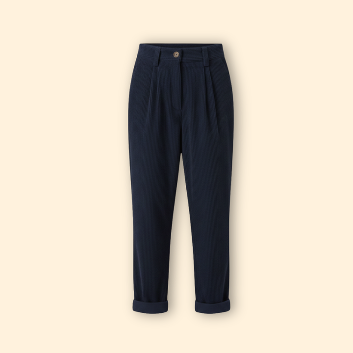 Women’s Corduroy Trousers with High Waist Design