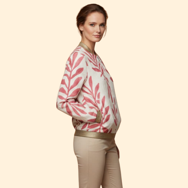 Women's Floral Bomber Jacket with Zip