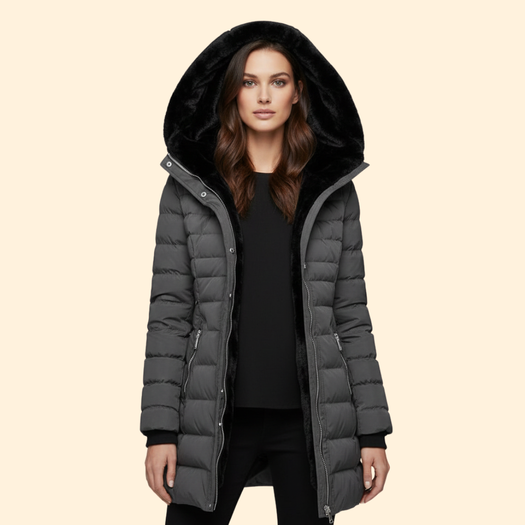 Women’s Winter Jacket with Asymmetric Zipper