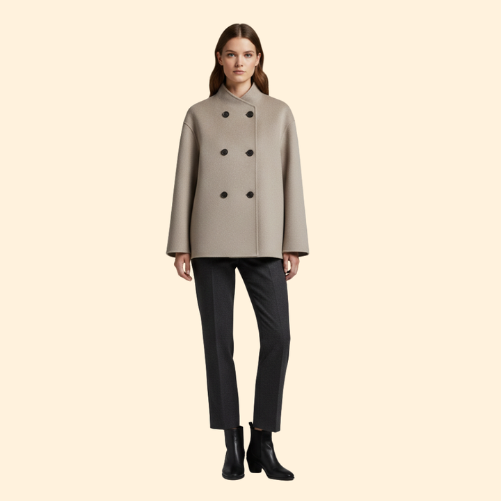 Women’s Double-Breasted Jacket with High Collar