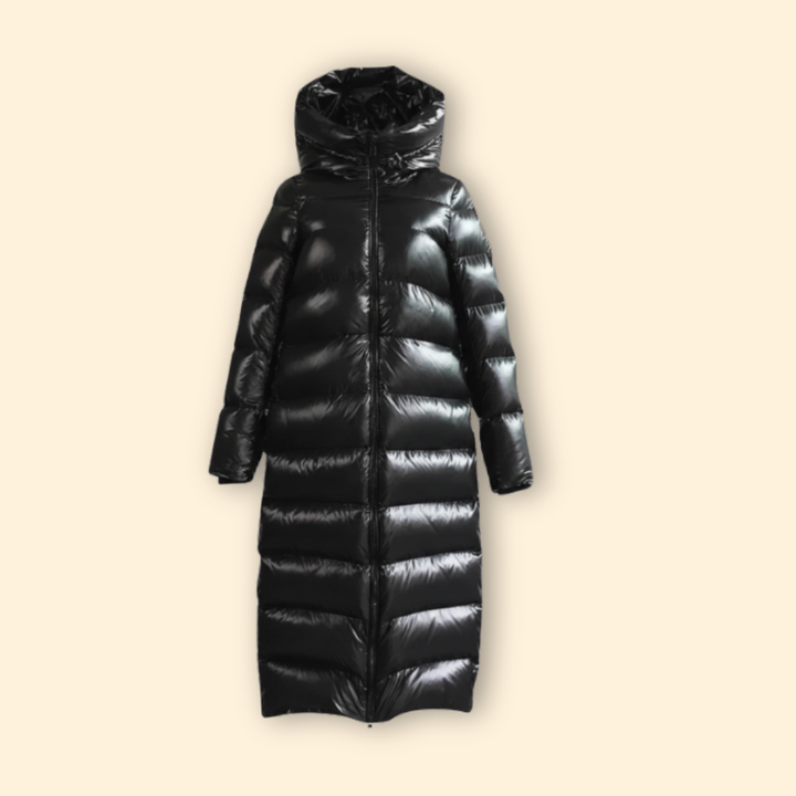 Women’s Long Puffer Coat with Zip Closure