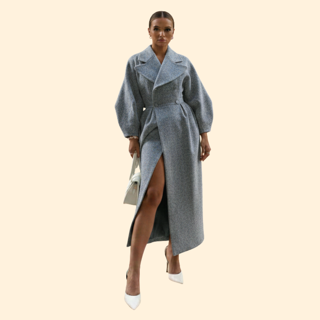 Women’s Long Trench Coat with Double Breasted Front