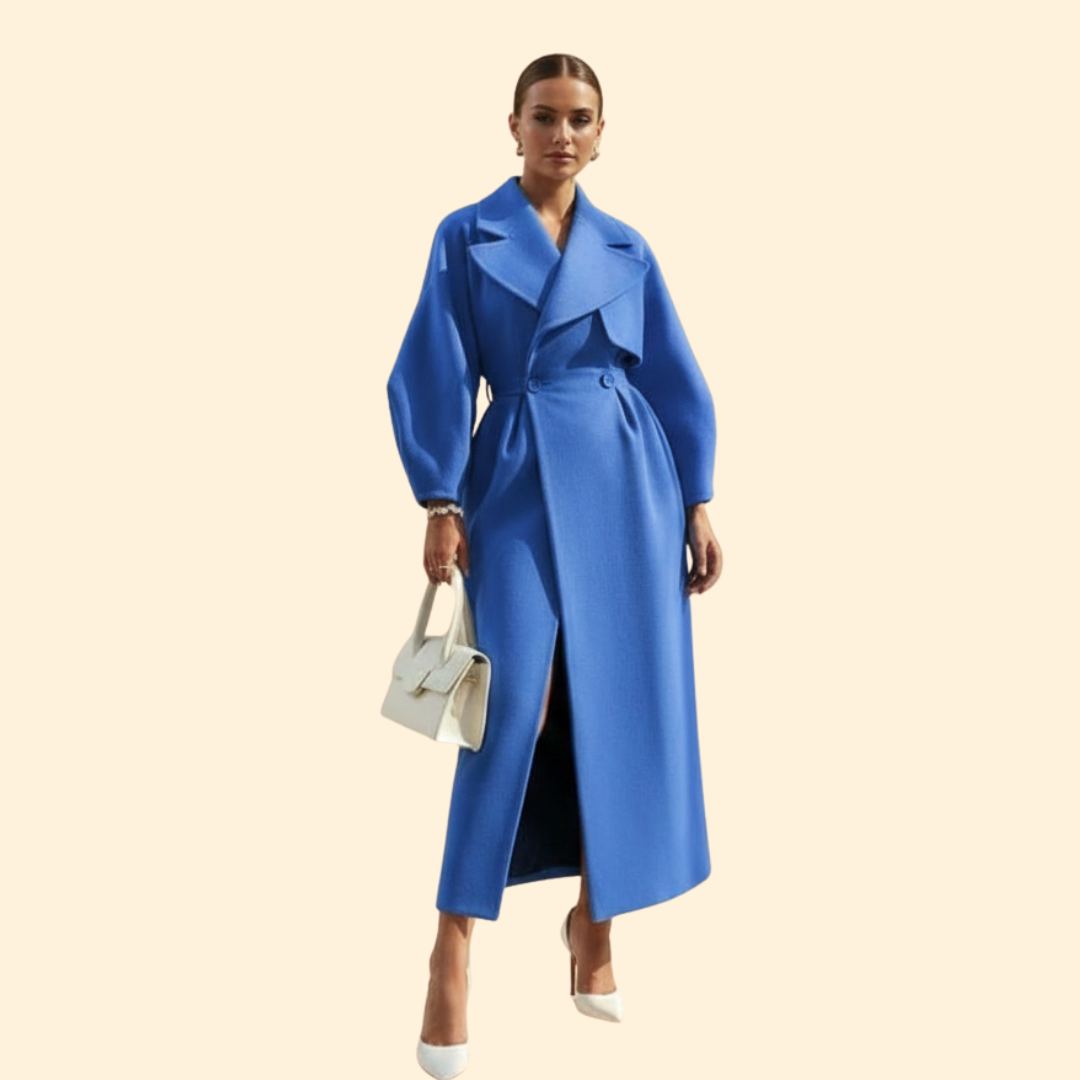 Women’s Long Trench Coat with Double Breasted Front