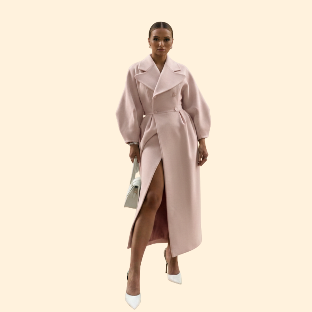 Women’s Long Trench Coat with Double Breasted Front