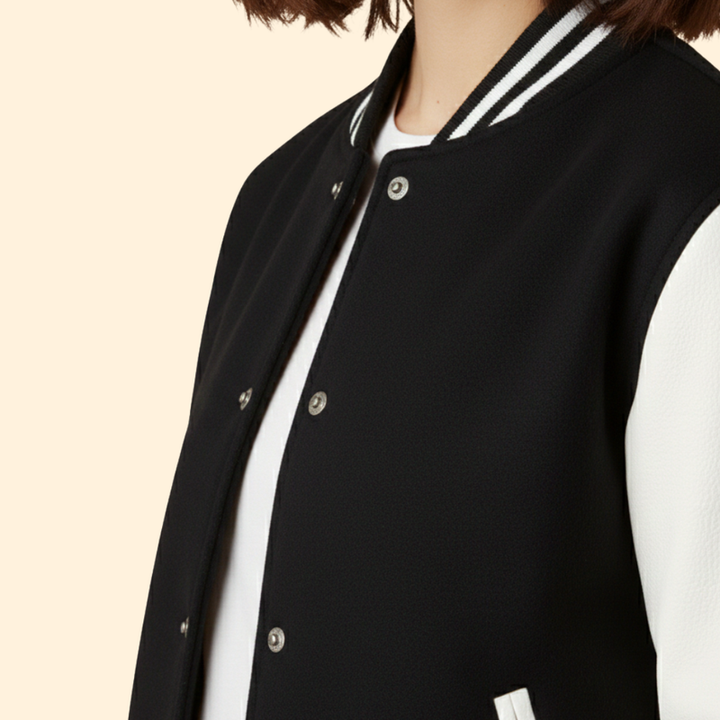 Women’s  Sporty Bomber Jacket with Snap Closure