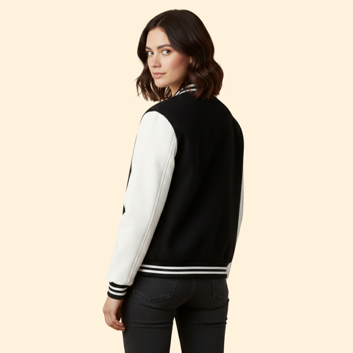 Women’s  Sporty Bomber Jacket with Snap Closure