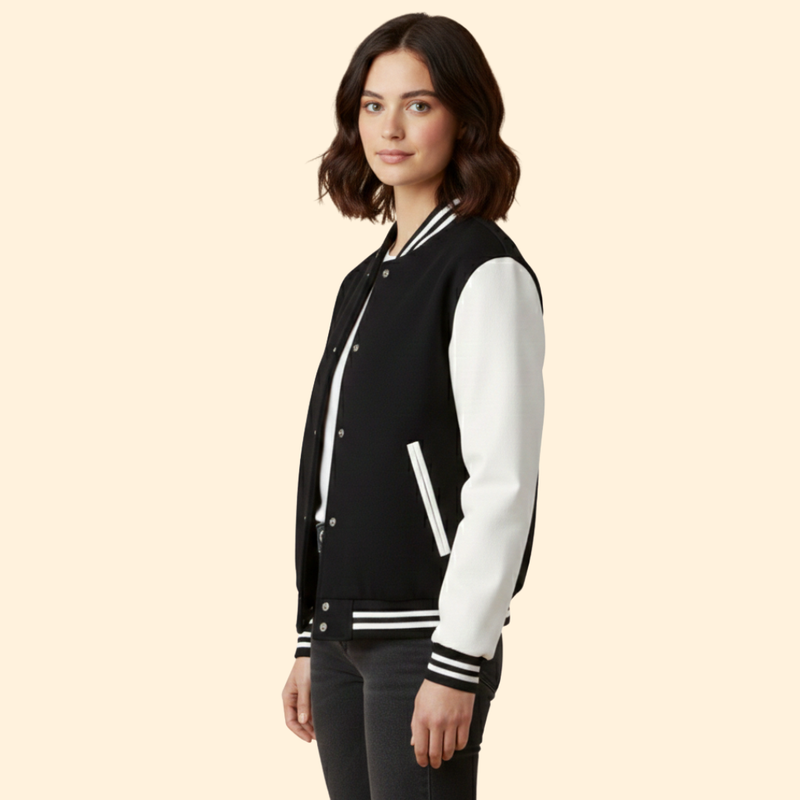 Women’s  Sporty Bomber Jacket with Snap Closure