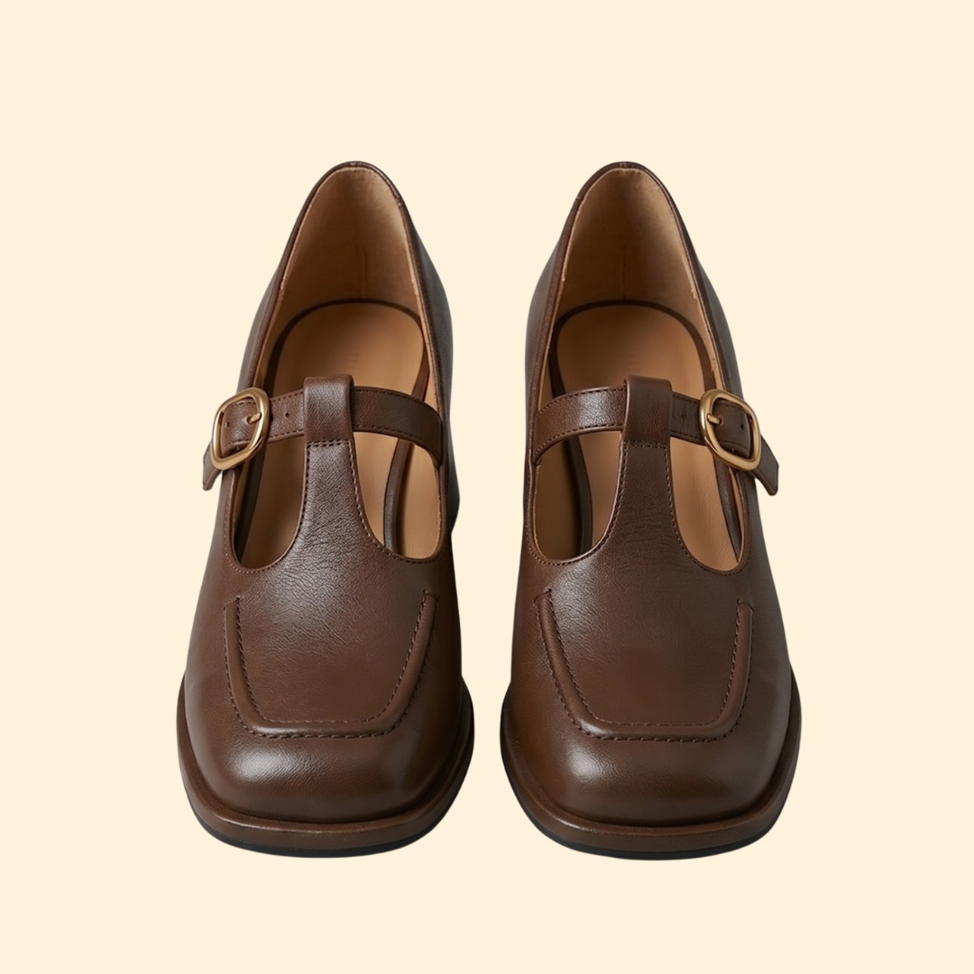 Women's Square Toe Heels with T-Strap