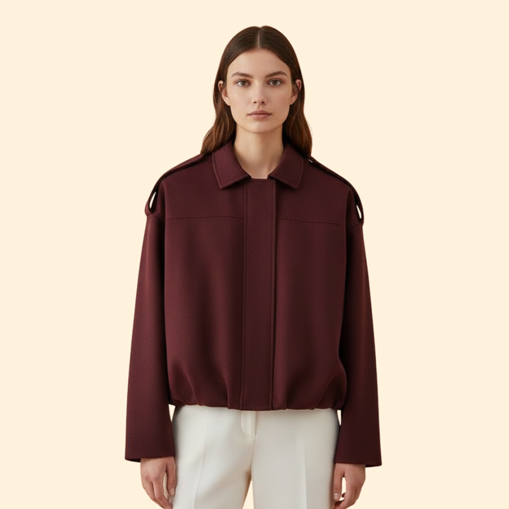 Women’s Suede Bomber Jacket with Long Sleeves