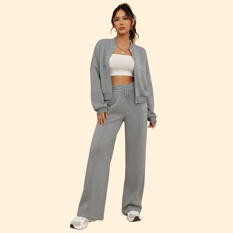 Women’s Zip-Up Bomber Jacket and Jogger Set