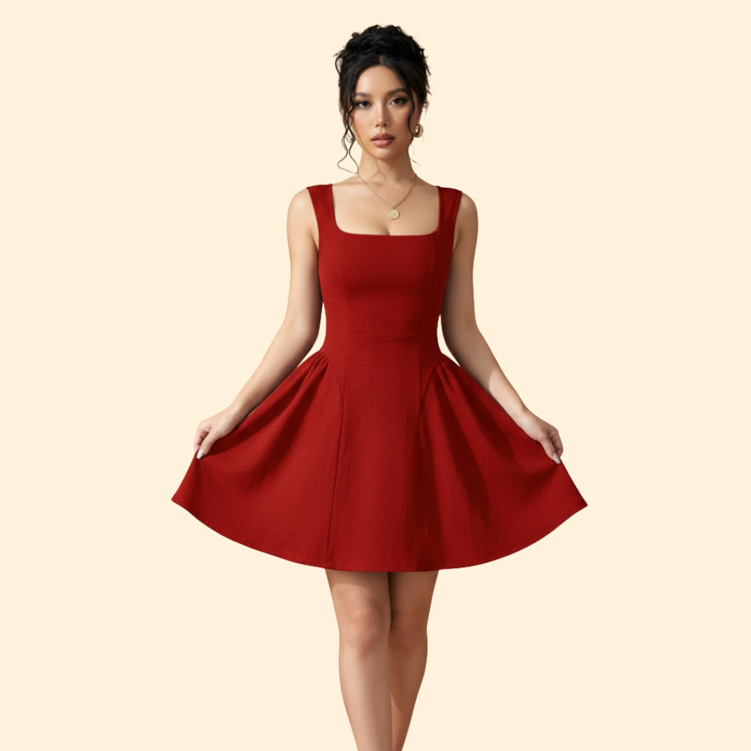Women's A-Line Dress with Square Neckline