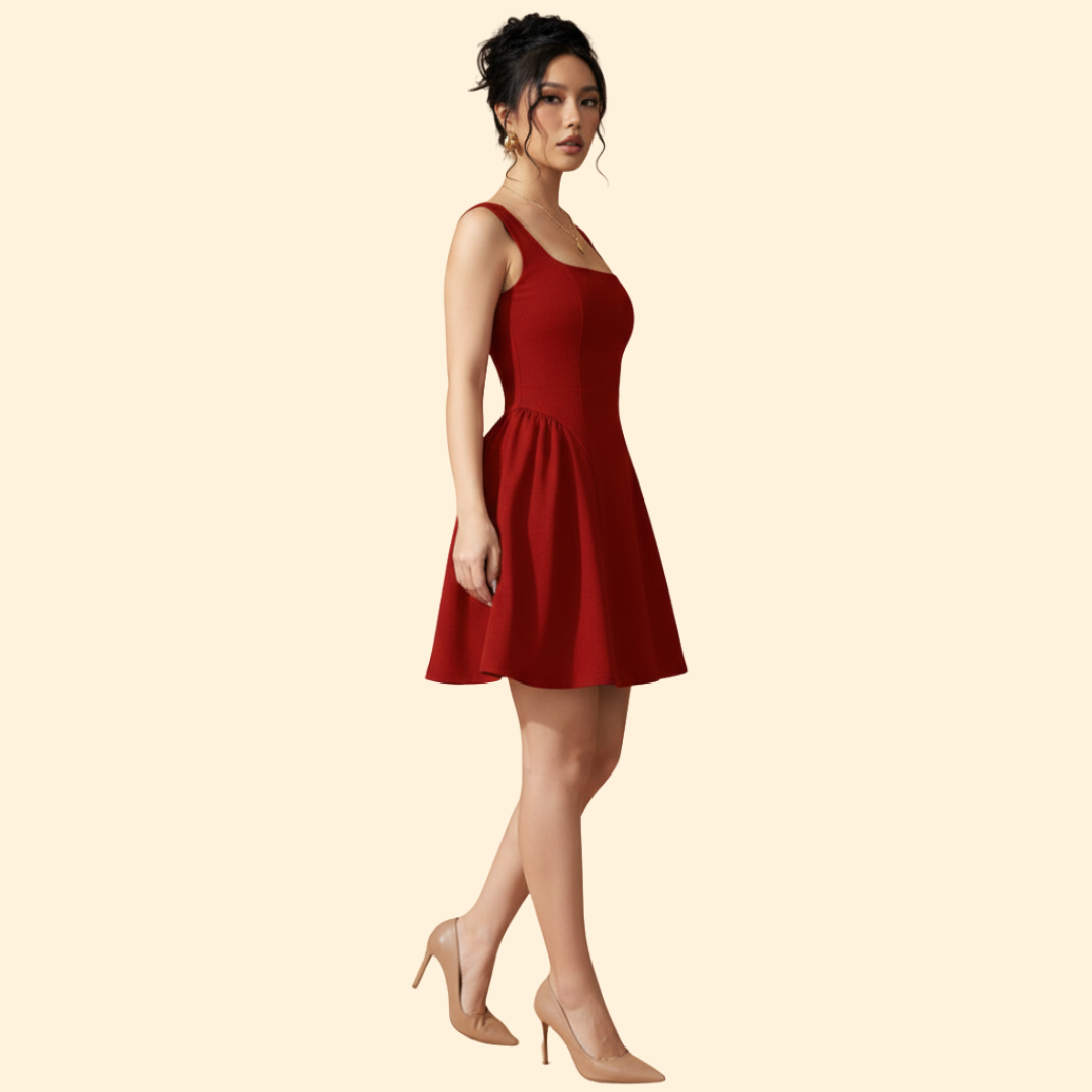 Women's A-Line Dress with Square Neckline