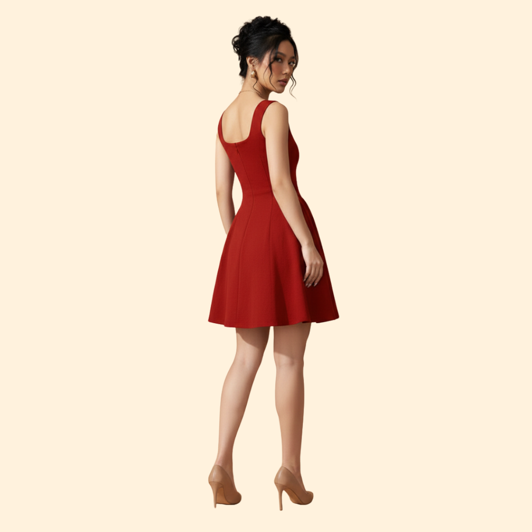 Women's A-Line Dress with Square Neckline
