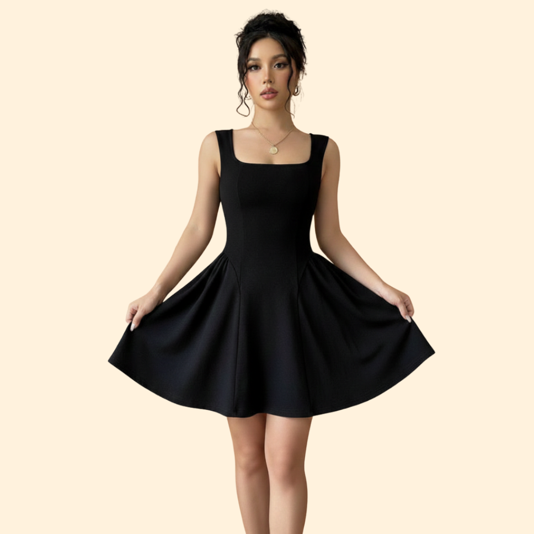 Women's A-Line Dress with Square Neckline