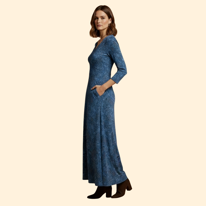 Women's Long Dress with Retro Pattern