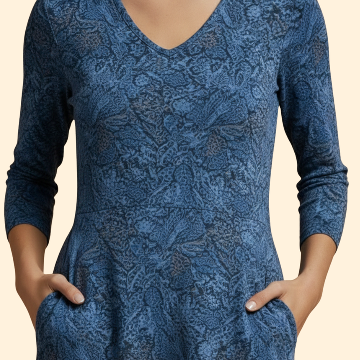 Women's Long Dress with Retro Pattern