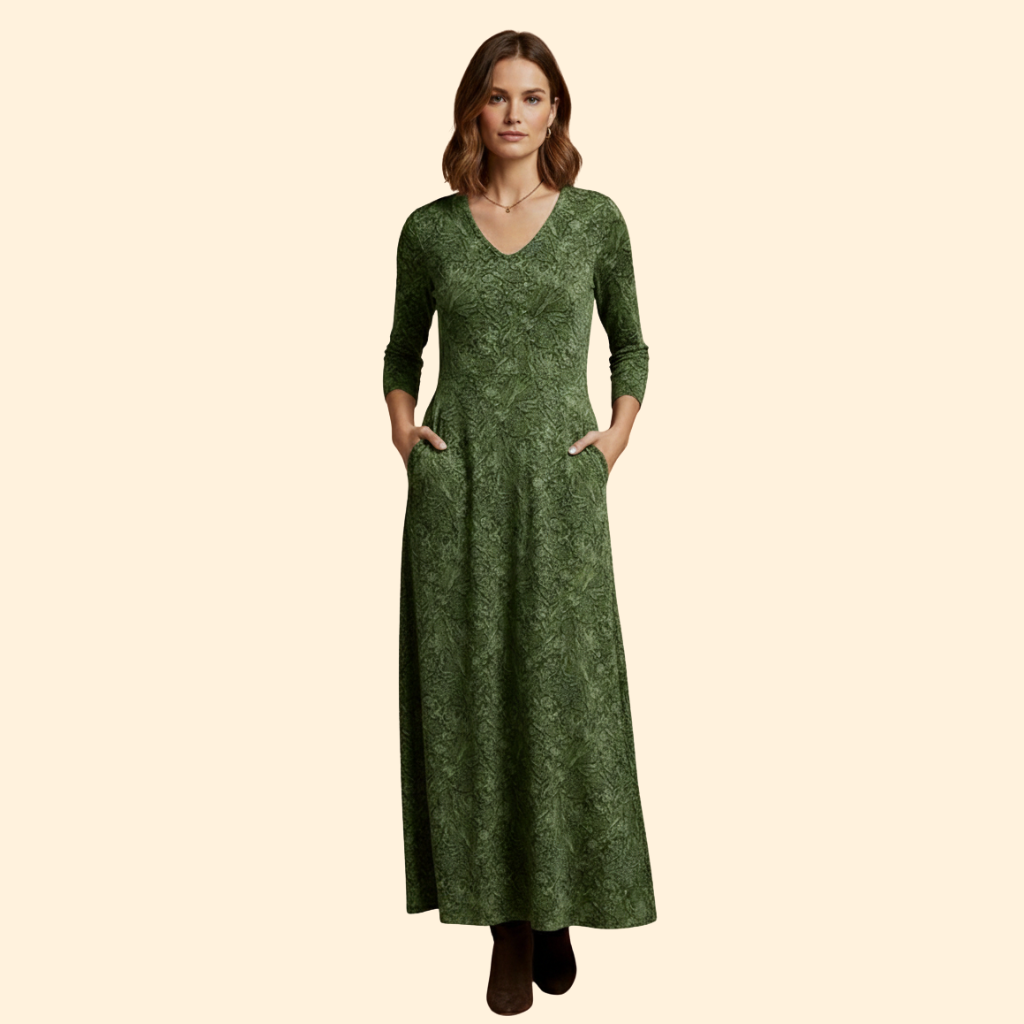 Women's Long Dress with Retro Pattern